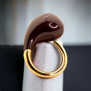 New Luxury Designer 18kt GP Water Drop Enamel Statement Ring